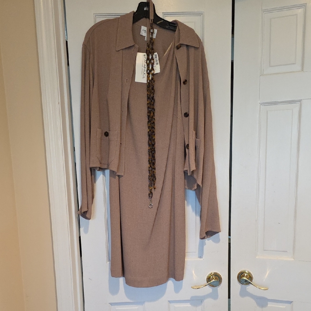Emanuel Ungaro Tan Dress and Jacket Set